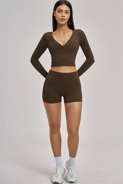 The Swoon Long Sleeve Crop top Shorts 2-Piece Set