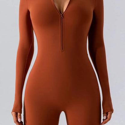 Half Zip Long Sleeve Active Romper