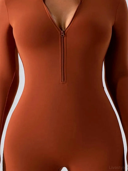 Half Zip Long Sleeve Active Romper