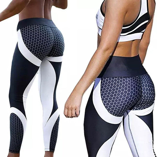 High-Waisted Honeycomb Design Ruched Workouts Fitness Yoga Gym Leggings Pants