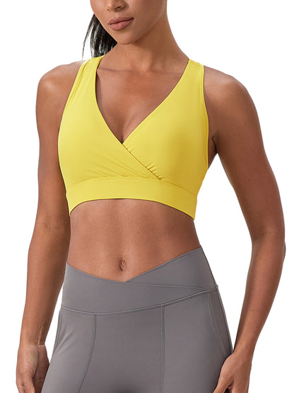Loki & Ivy Women's Crossover V-Neck Sports Bra