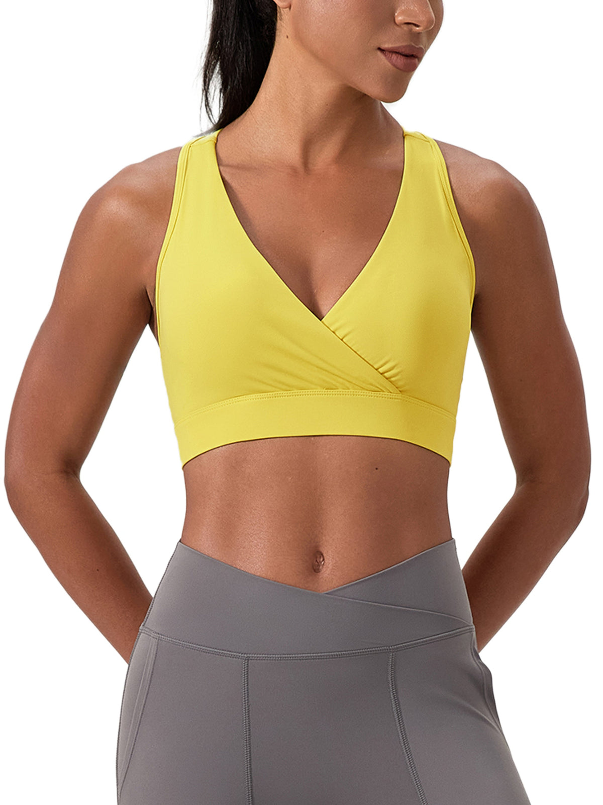 Loki & Ivy Women's Crossover V-Neck Sports Bra