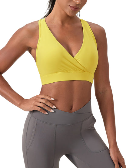 Loki & Ivy Women's Crossover V-Neck Sports Bra