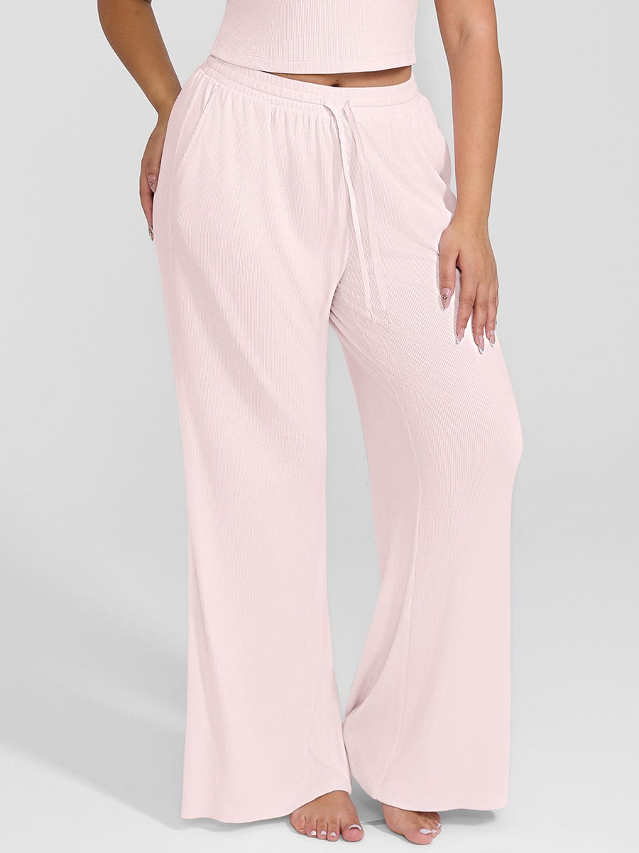 Rayon Breathable Ribbed Wide-Leg Lounge Pants