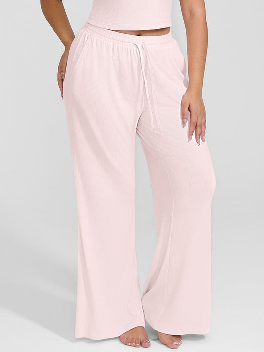 Rayon Breathable Ribbed Wide-Leg Lounge Pants