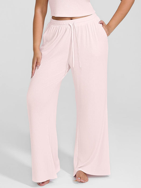 Rayon Breathable Ribbed Wide-Leg Lounge Pants