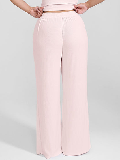 Rayon Breathable Ribbed Wide-Leg Lounge Pants