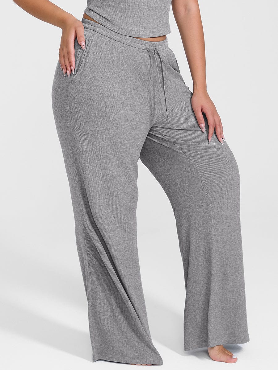 Rayon Breathable Ribbed Wide-Leg Lounge Pants