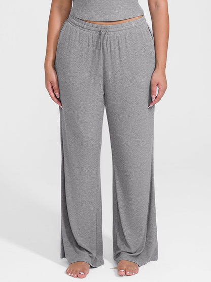 Rayon Breathable Ribbed Wide-Leg Lounge Pants