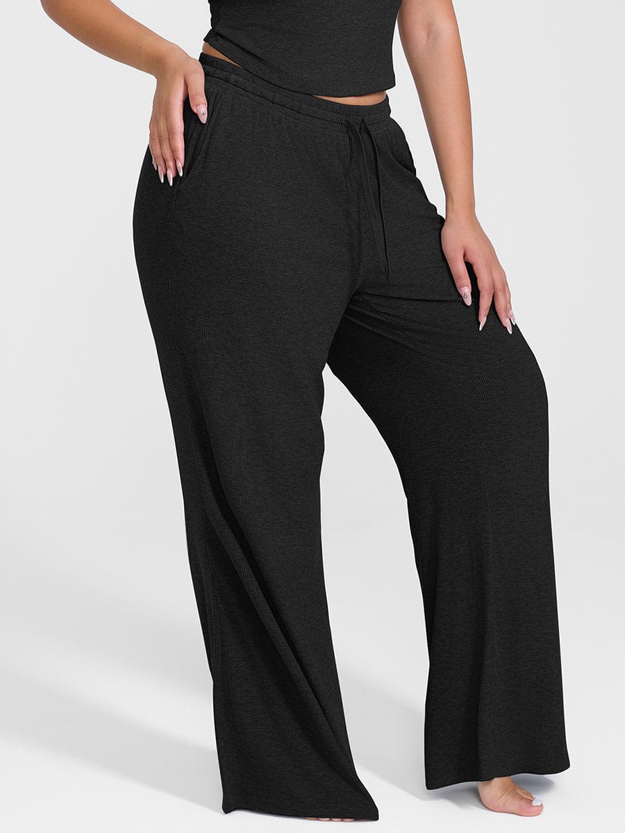 Rayon Breathable Ribbed Wide-Leg Lounge Pants