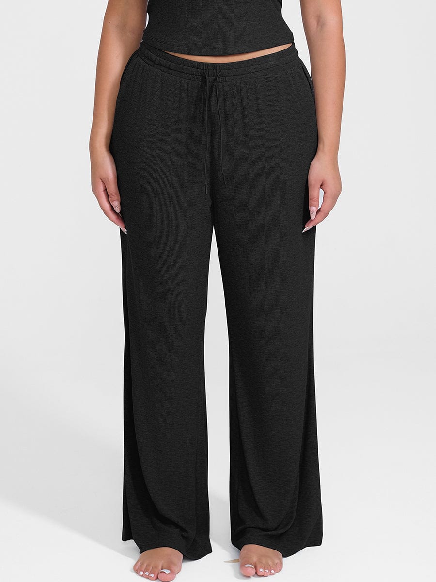 Rayon Breathable Ribbed Wide-Leg Lounge Pants