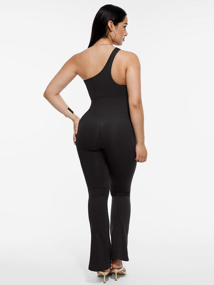Seamless Sloped-Shoulder Flared Shaping Jumpsuit