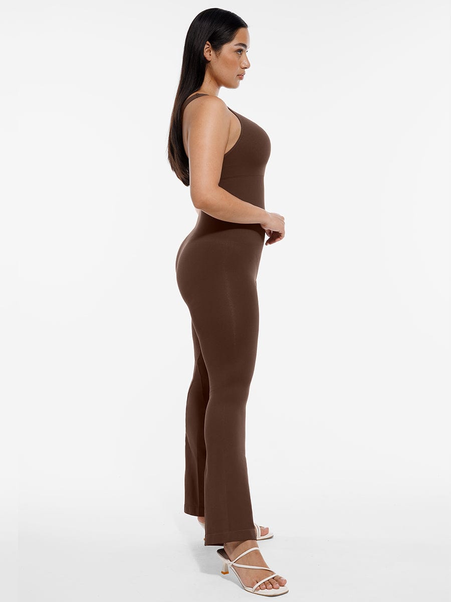 Seamless Sloped-Shoulder Flared Shaping Jumpsuit