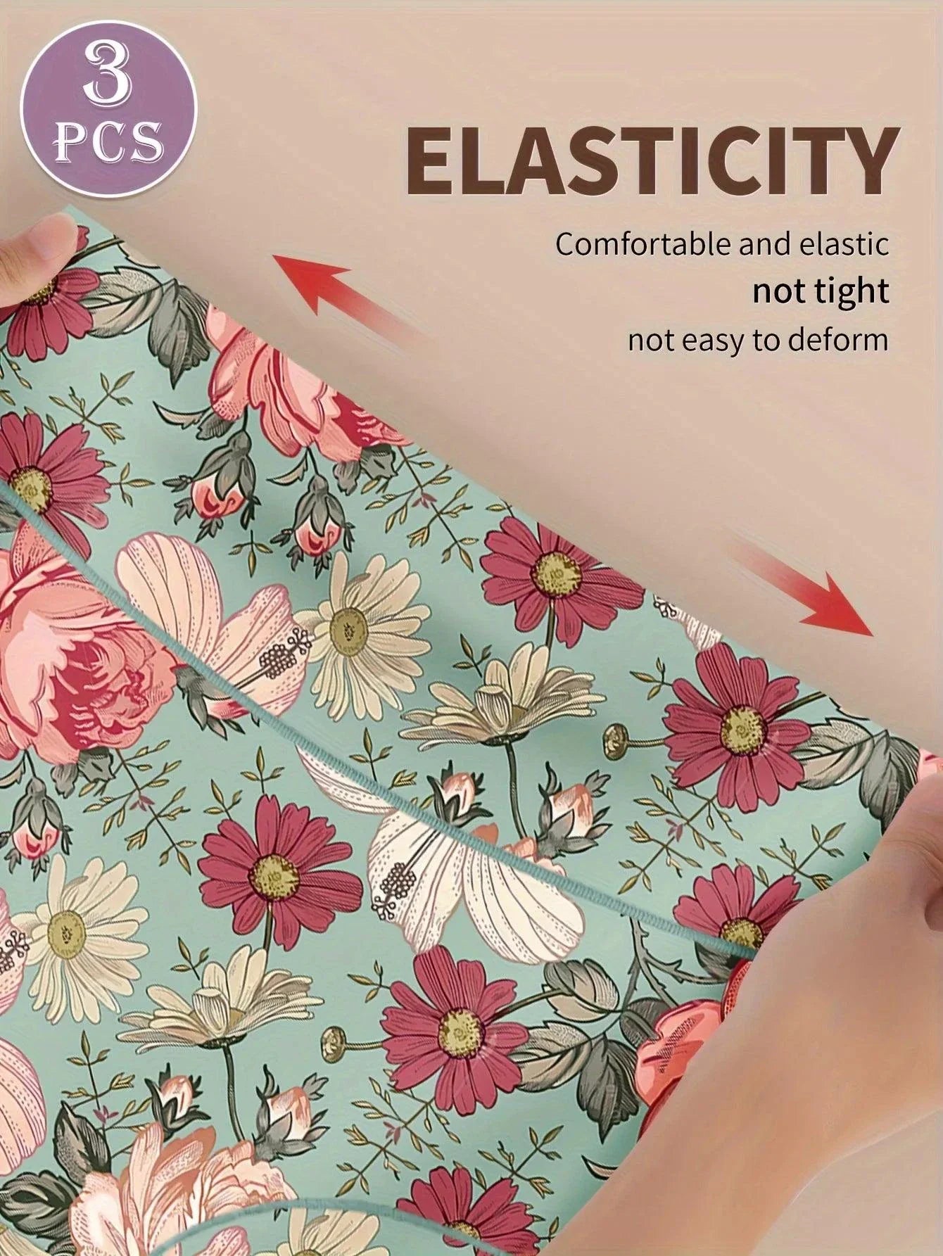 3pcs High Waisted Panties Women's Panties Tummy Tightening and Hip Lifting Printed Patterns Comfortable Fit