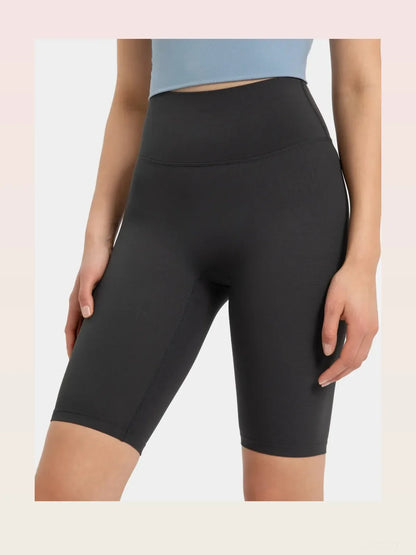 High Rise Wide Waistband Active Shorts in Dark Gray