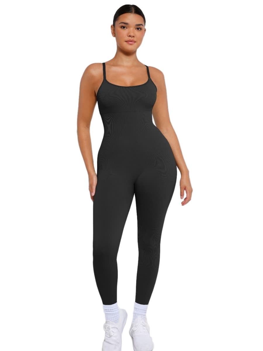 Women’s Seamless Sling Jumpsuit – High Stretch Tummy Control Shapewear with Removable Cup Pads