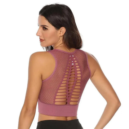 New Trendy Women's T-shirts Workout Sports Bra Yoga Vest Backless Solid Quick Dry Running Gym Sport bra Yoga Shirts