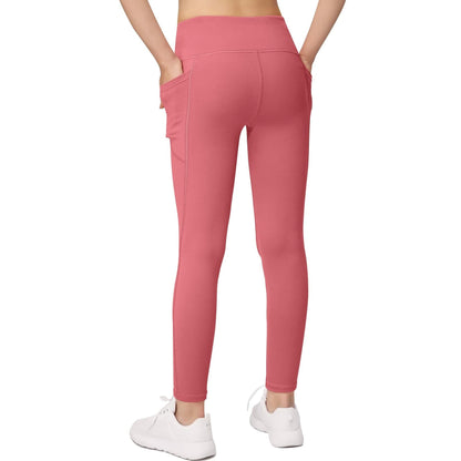 BHRIWRPY 4-Pack Girl Yoga Leggings with 2 Pockets-Active Workout Pants, Black XL