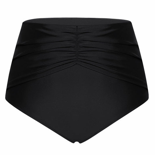 Hanna Nikole Women's High Waisted Tummy Control Bikini Bottom Black
