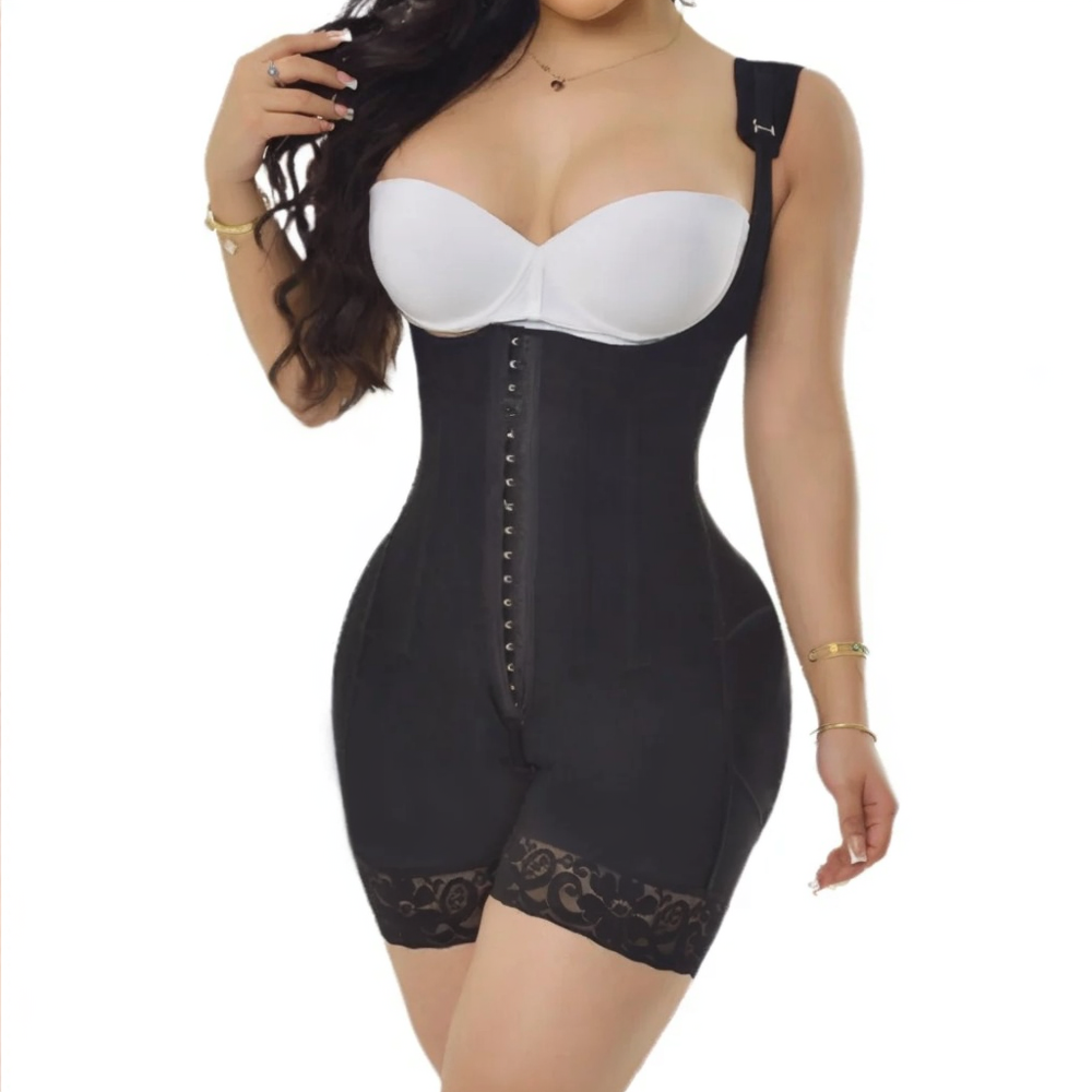Women's Colombian Faja Bodysuit – Open-Bust Waist Trainer & Tummy Control Shapewear for Post-Surgery BBL
