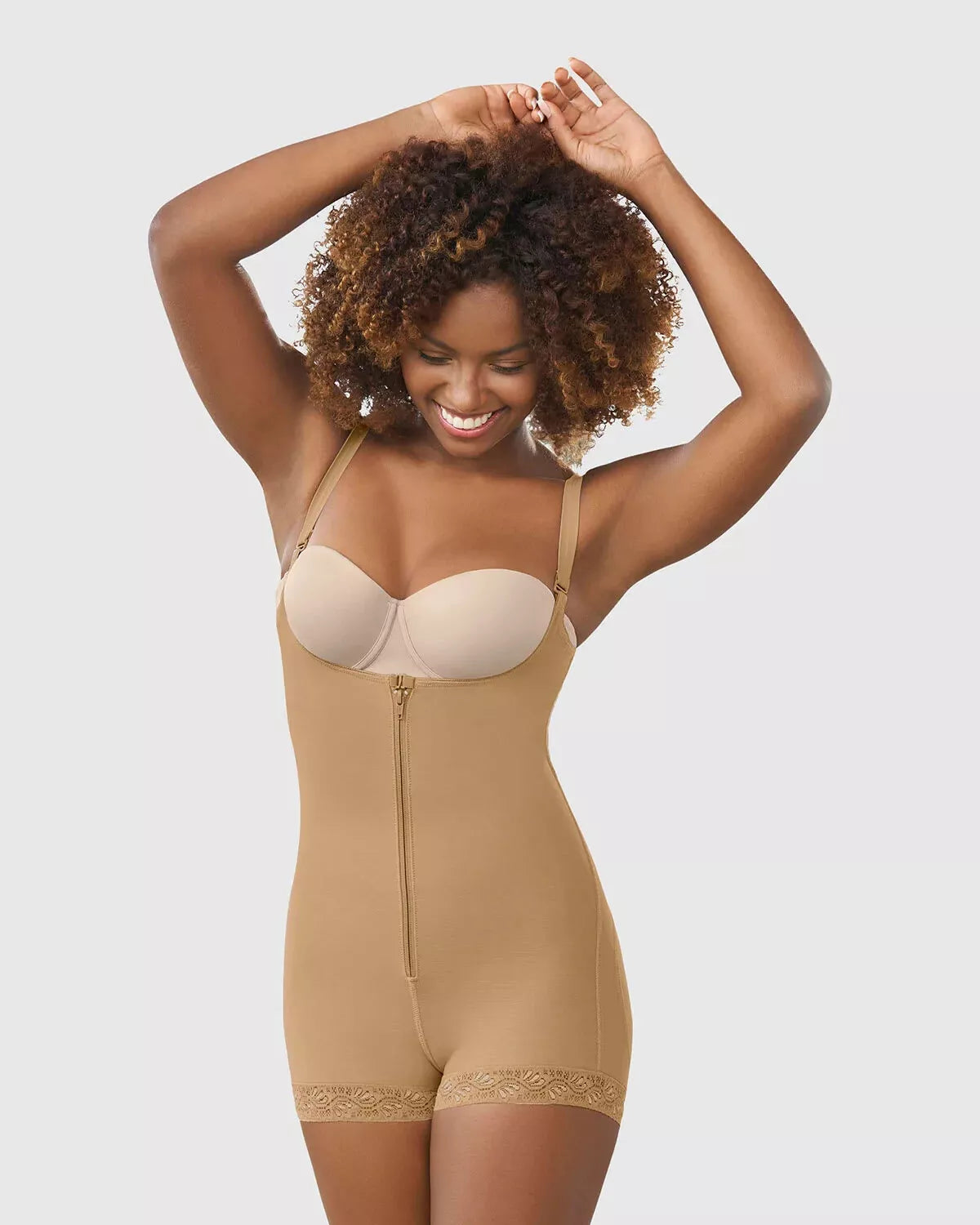 Leonisa Womens PowerSlim Open Bust Boyshort Body Shaper