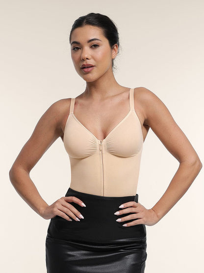 Seamless Plunge Bust Support Bodysuit with Inner Clips