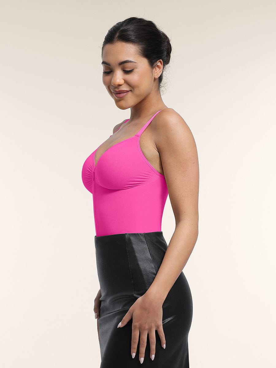 Seamless Plunge Bust Support Bodysuit with Inner Clips
