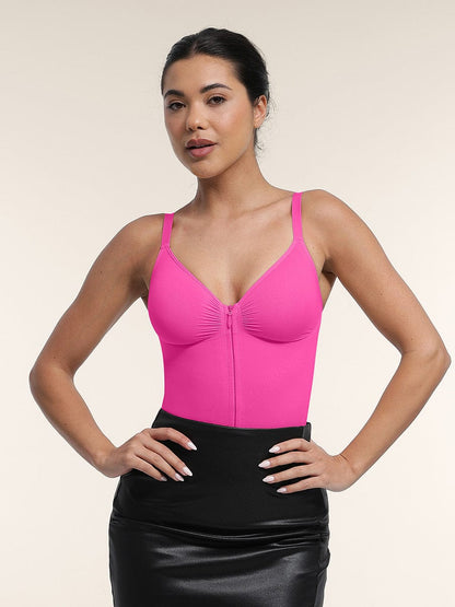 Seamless Plunge Bust Support Bodysuit with Inner Clips