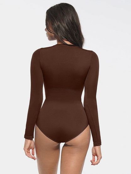 Round-Neck Waist Shaping Brief Bodysuit
