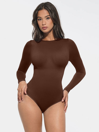 Round-Neck Waist Shaping Brief Bodysuit