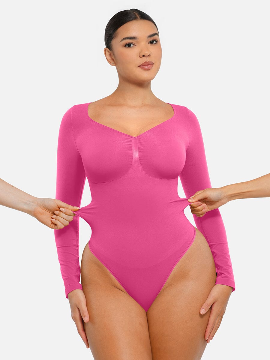Seamless Long-Sleeve Bust Support Tummy Control Bodysuit