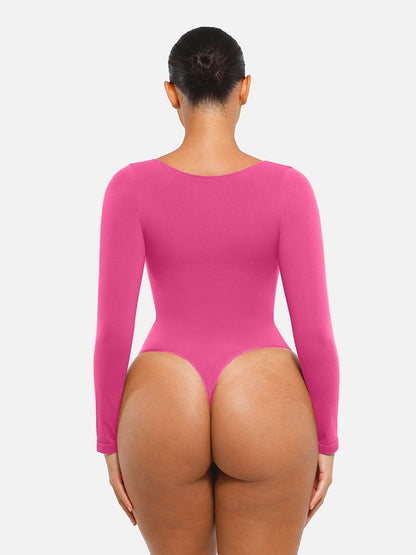 Seamless Long-Sleeve Bust Support Tummy Control Bodysuit