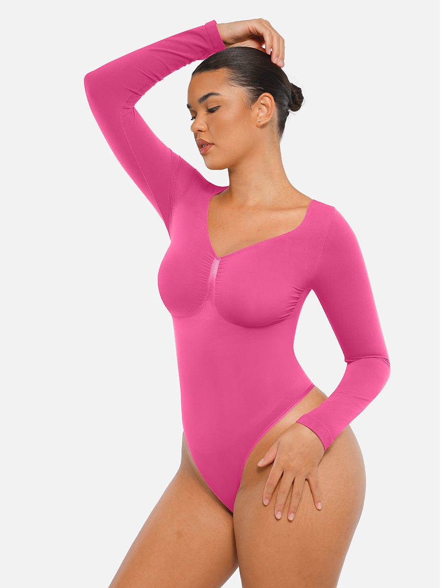 Seamless Long-Sleeve Bust Support Tummy Control Bodysuit