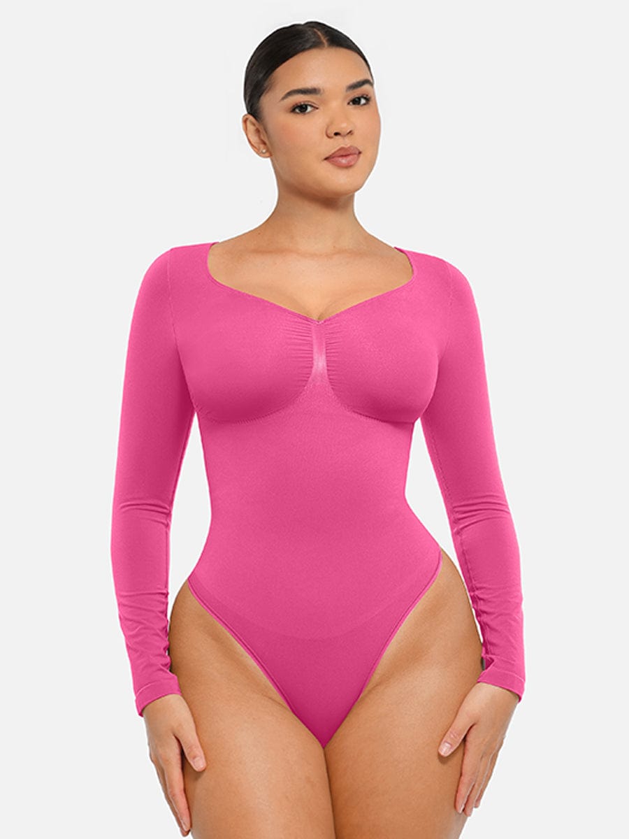 Seamless Long-Sleeve Bust Support Tummy Control Bodysuit