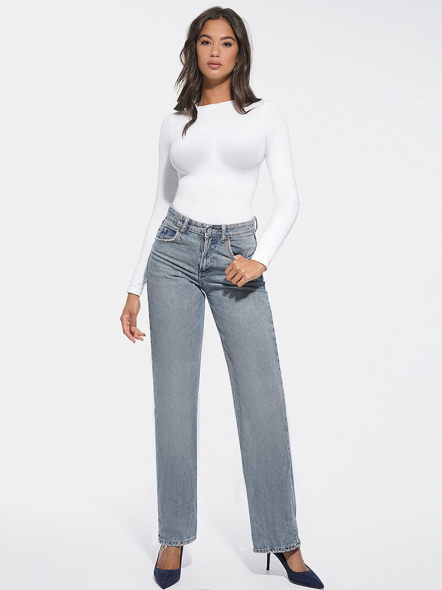 Round-Neck Waist Shaping Brief Bodysuit