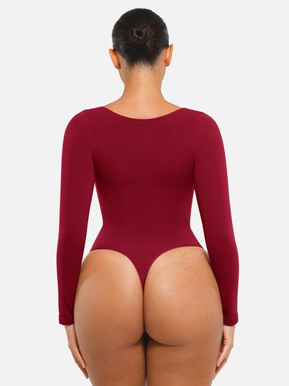 Seamless Long-Sleeve Bust Support Tummy Control Bodysuit