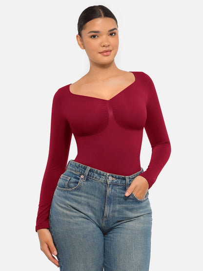 Seamless Long-Sleeve Bust Support Tummy Control Bodysuit