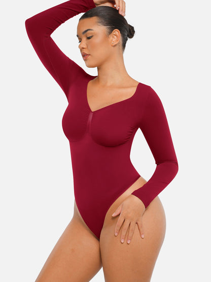 Seamless Long-Sleeve Bust Support Tummy Control Bodysuit