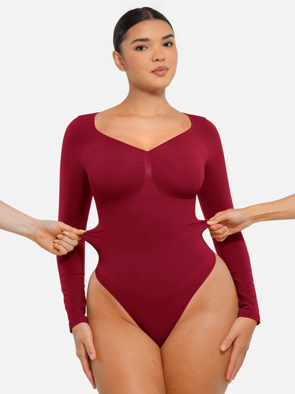 Seamless Long-Sleeve Bust Support Tummy Control Bodysuit