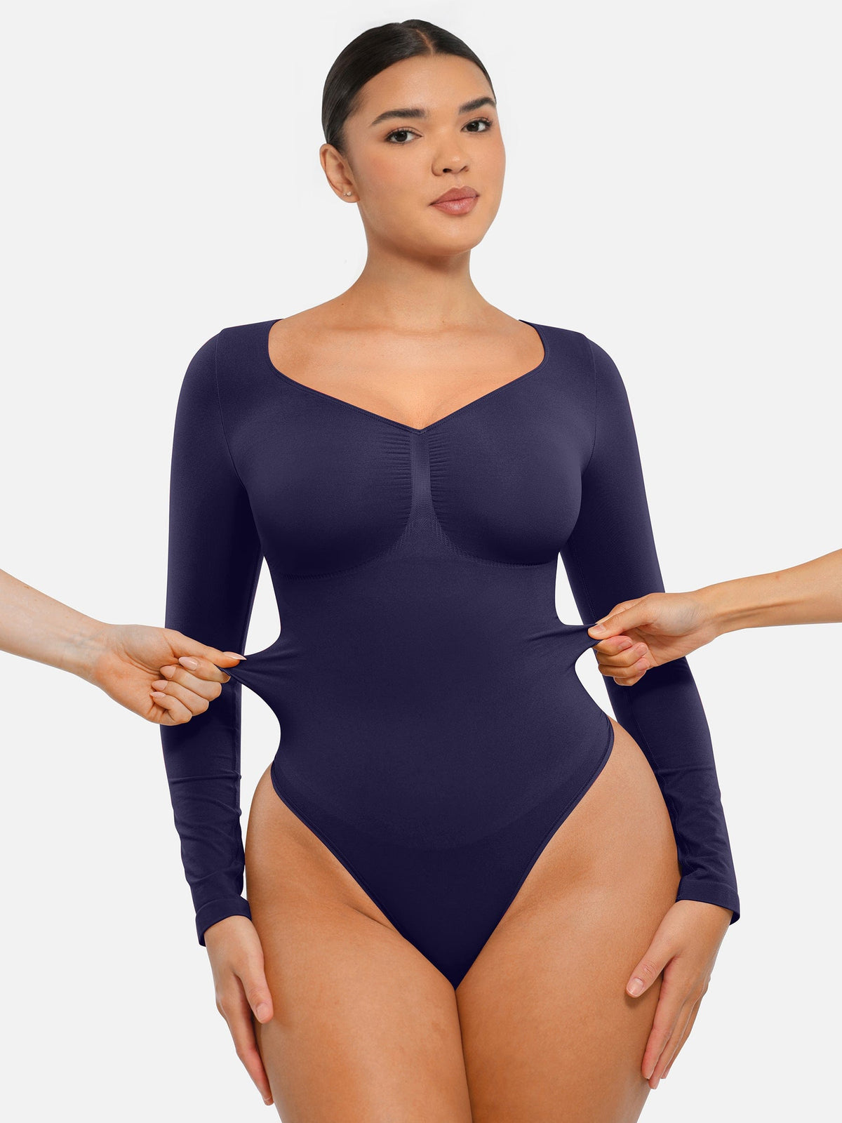 Seamless Long-Sleeve Bust Support Tummy Control Bodysuit