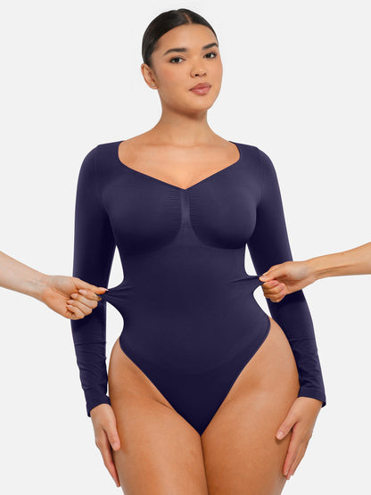 Seamless Long-Sleeve Bust Support Tummy Control Bodysuit