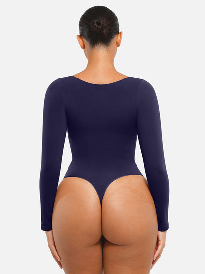 Seamless Long-Sleeve Bust Support Tummy Control Bodysuit