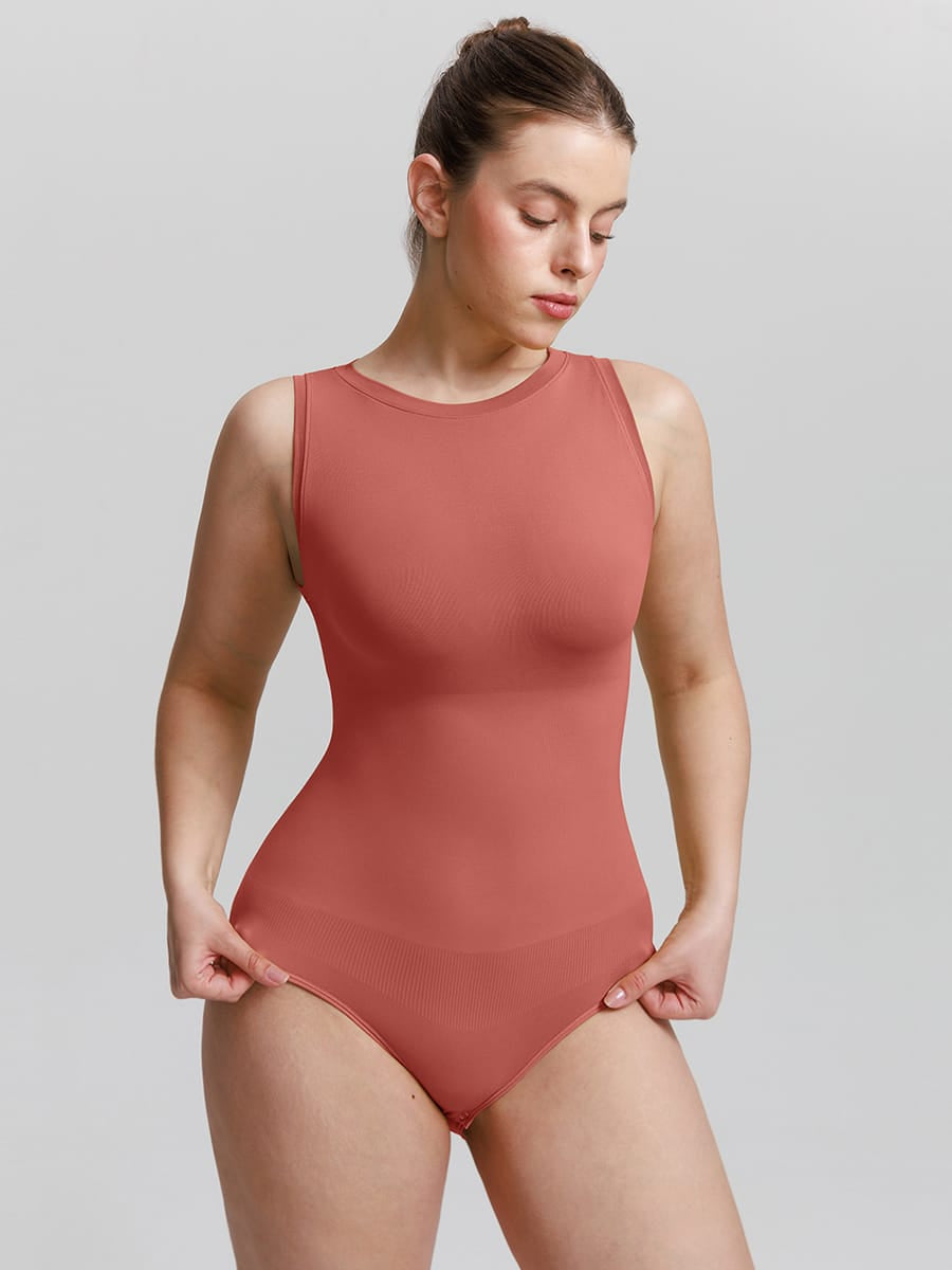 Buttery-Soft Seamless Crew-Neck Tummy Control Bodysuit
