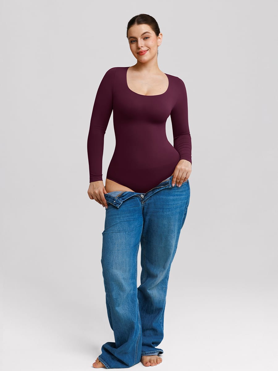Buttery-Soft Seamless Scoop-Neck Tummy Control Brief Bodysuit
