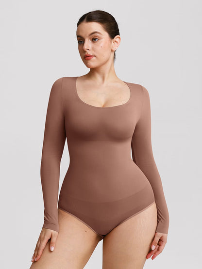 Buttery-Soft Seamless Scoop-Neck Tummy Control Brief Bodysuit