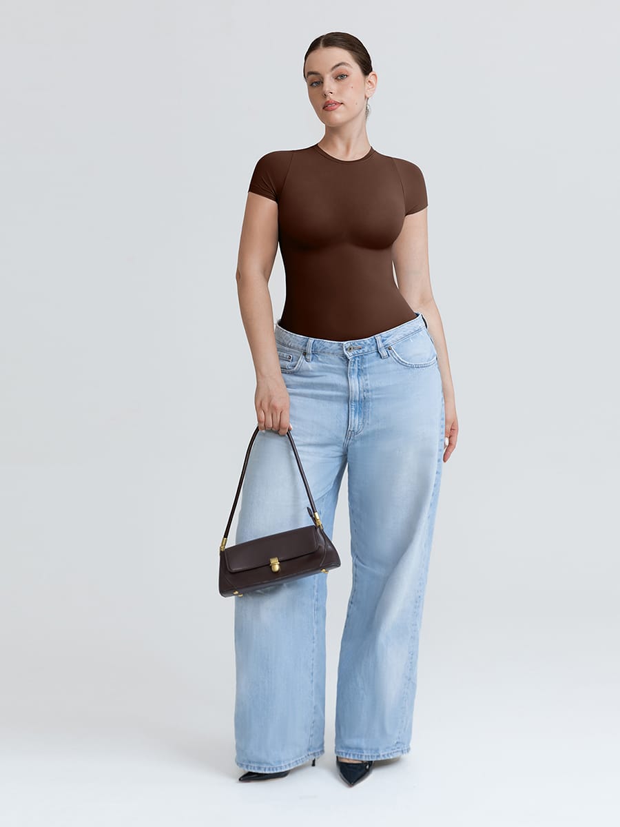 Seamless Short-Sleeve Waist & Tummy Shaping Brief Bodysuit