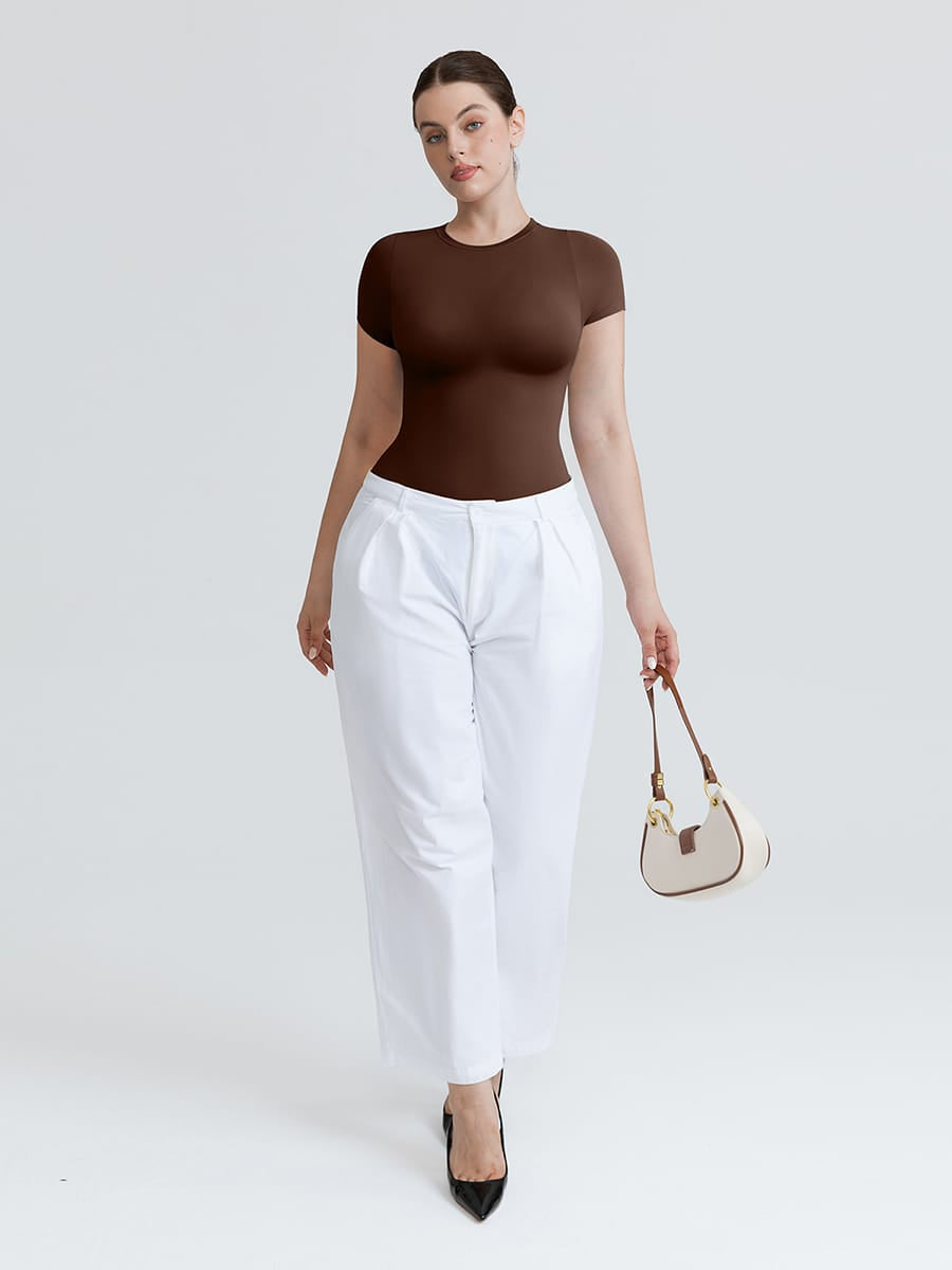 Seamless Short-Sleeve Waist & Tummy Shaping Brief Bodysuit