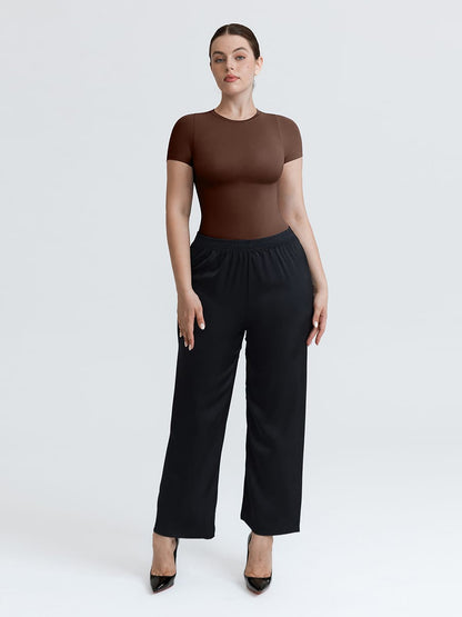 Seamless Short-Sleeve Waist & Tummy Shaping Brief Bodysuit