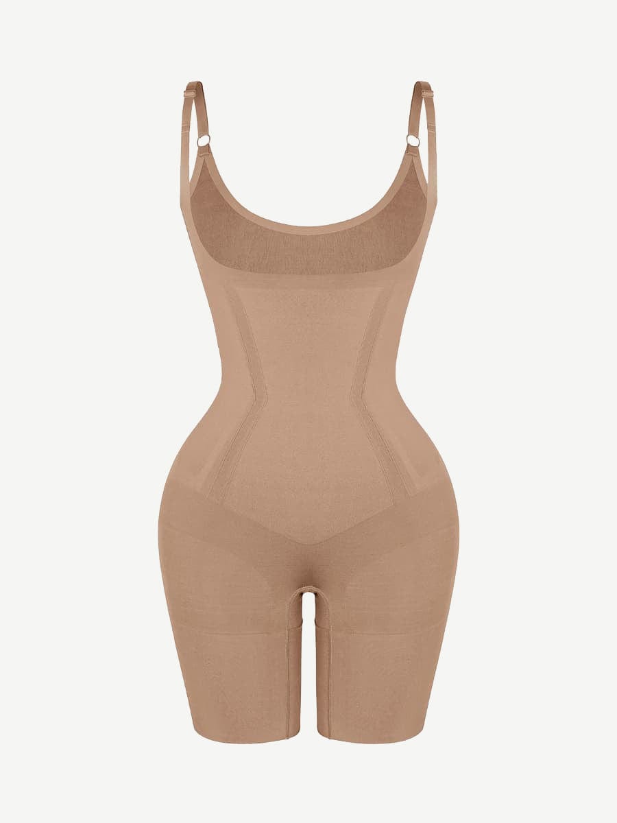 Wholesale Seamless Open-Bust Abdomen Flattening Mid-Thigh Bodysuit