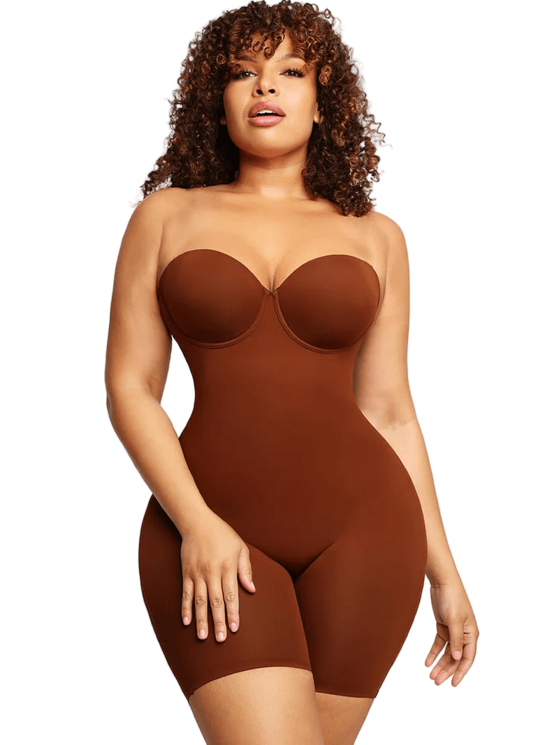 Wholesale Back Smoothing Underwire Cup Push Up Bra Strapless Shortie Bodysuit